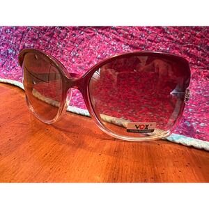 VOX Trendy Sunoptics Butterfly Sunglasses Burgundy Rhinestone Y2K